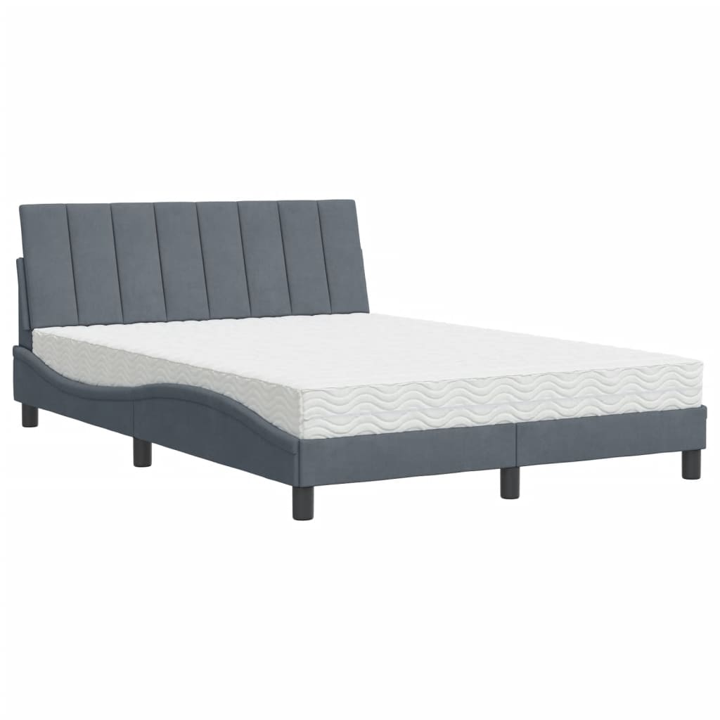 Bed met matras "Hanko" fluweel donkergrijs 140x200 cm is nu te koop bij PeponiXL, paradijselijk wonen!
