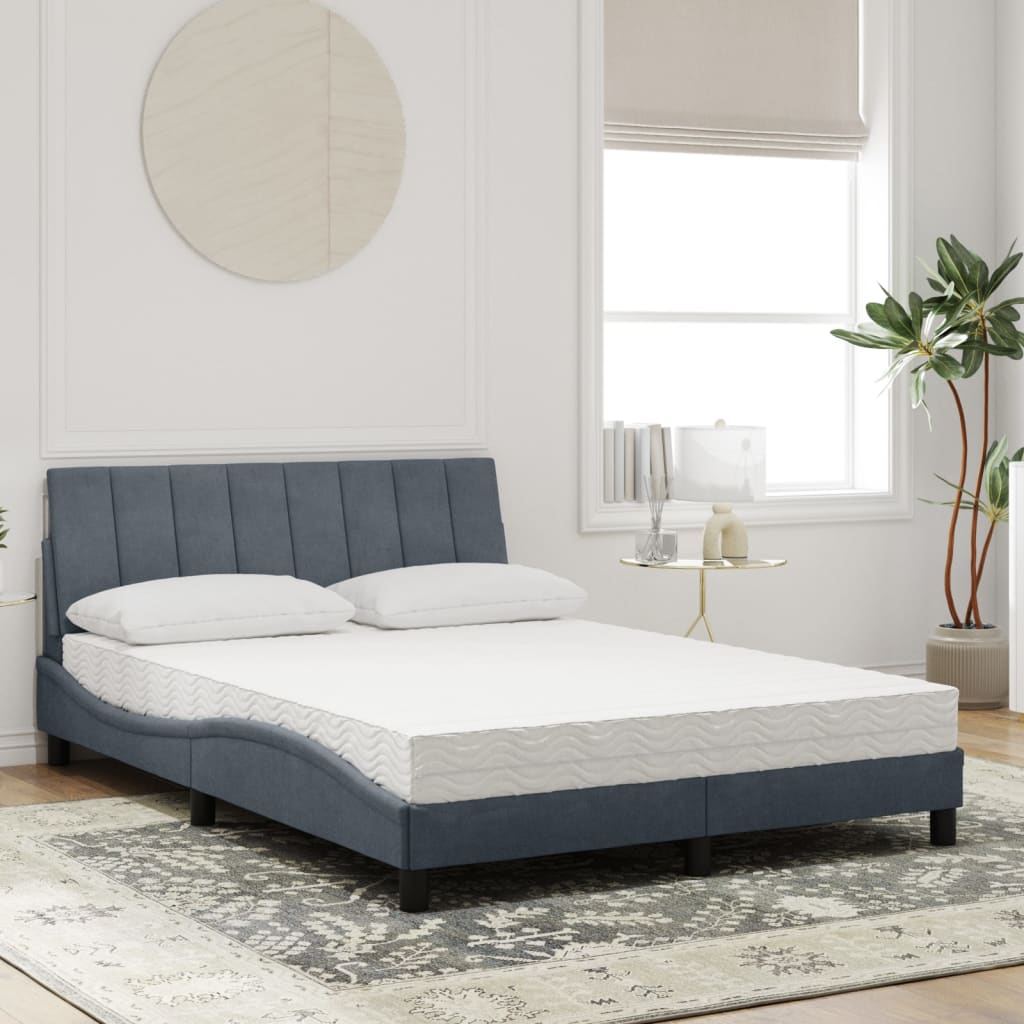 Bed met matras "Hanko" fluweel donkergrijs 140x200 cm is nu te koop bij PeponiXL, paradijselijk wonen!