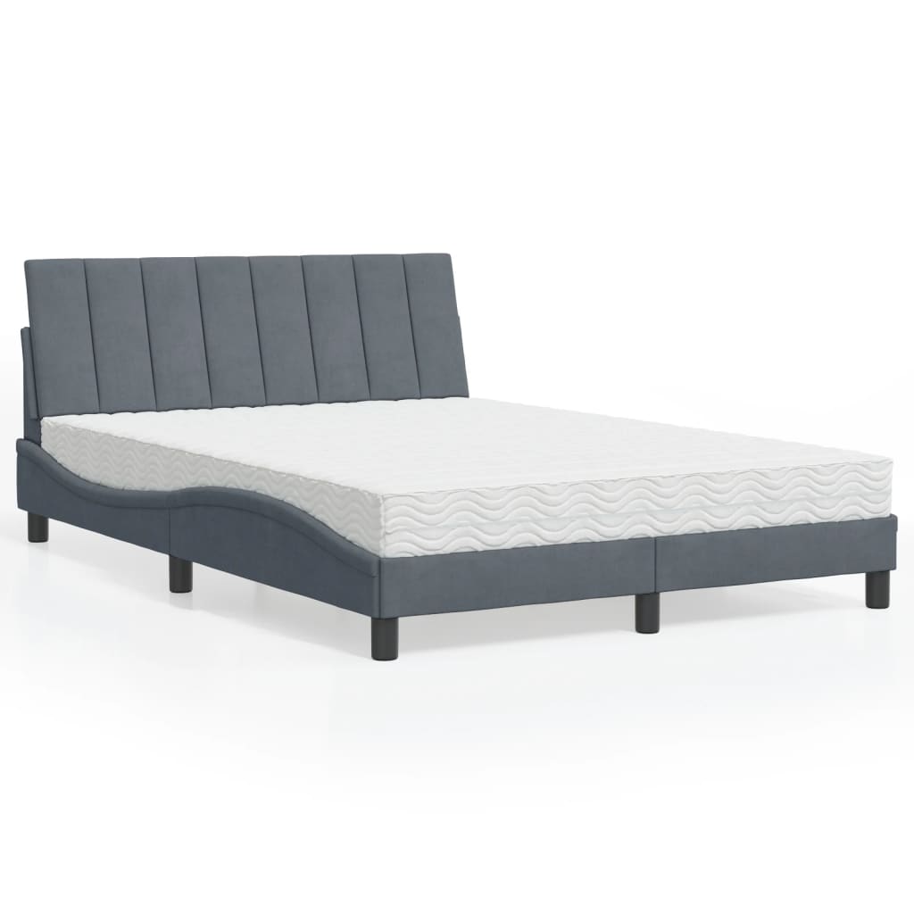 Bed met matras "Hanko" fluweel donkergrijs 140x200 cm is nu te koop bij PeponiXL, paradijselijk wonen!