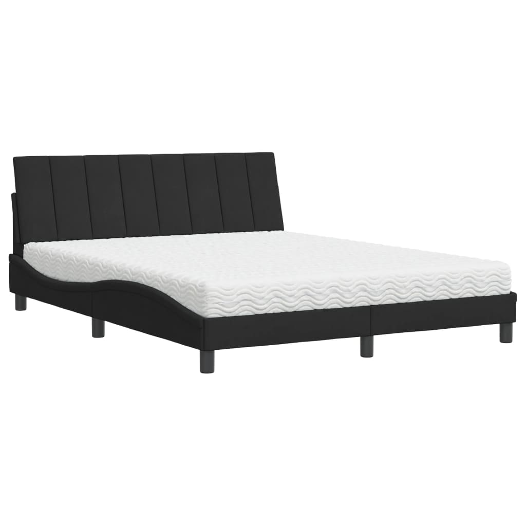 Bed met matras "Hanko" fluweel zwart 160x200 cm is nu te koop bij PeponiXL, paradijselijk wonen!