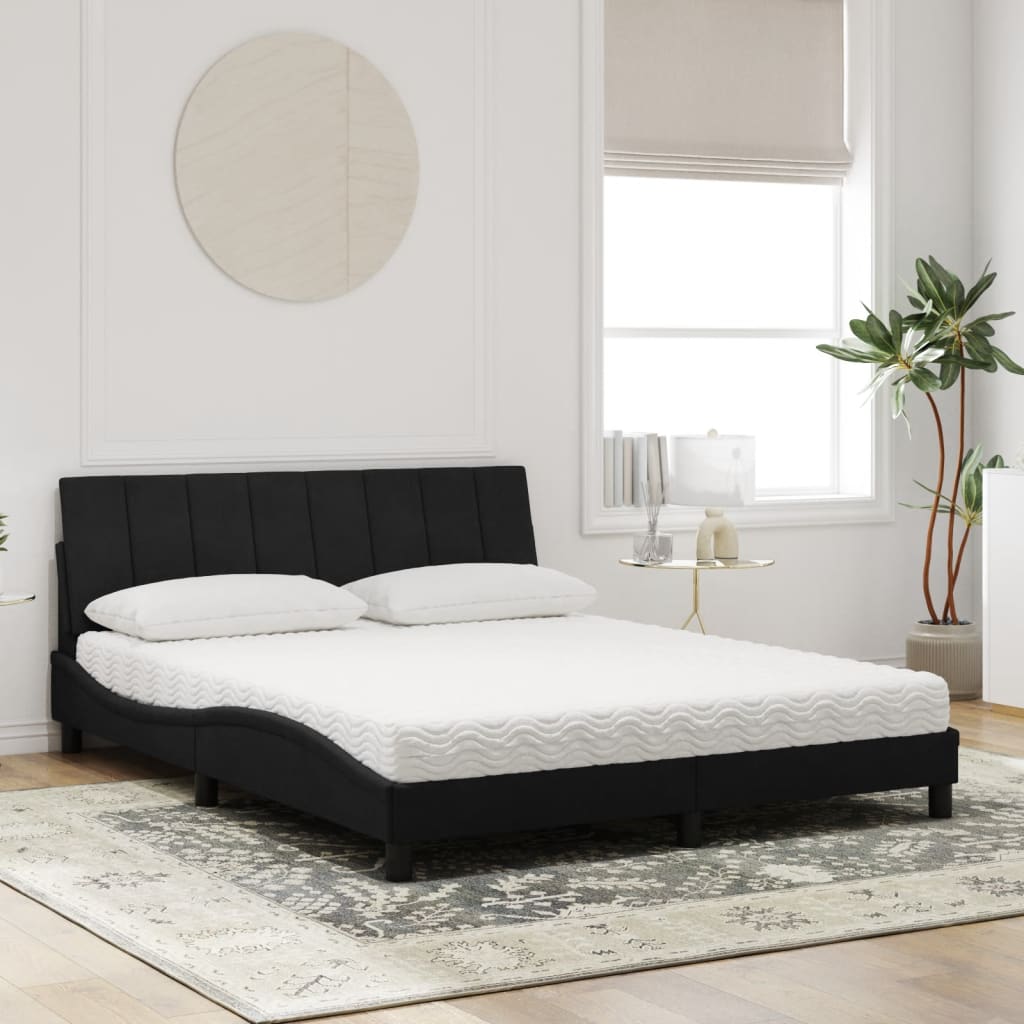 Bed met matras "Hanko" fluweel zwart 160x200 cm is nu te koop bij PeponiXL, paradijselijk wonen!