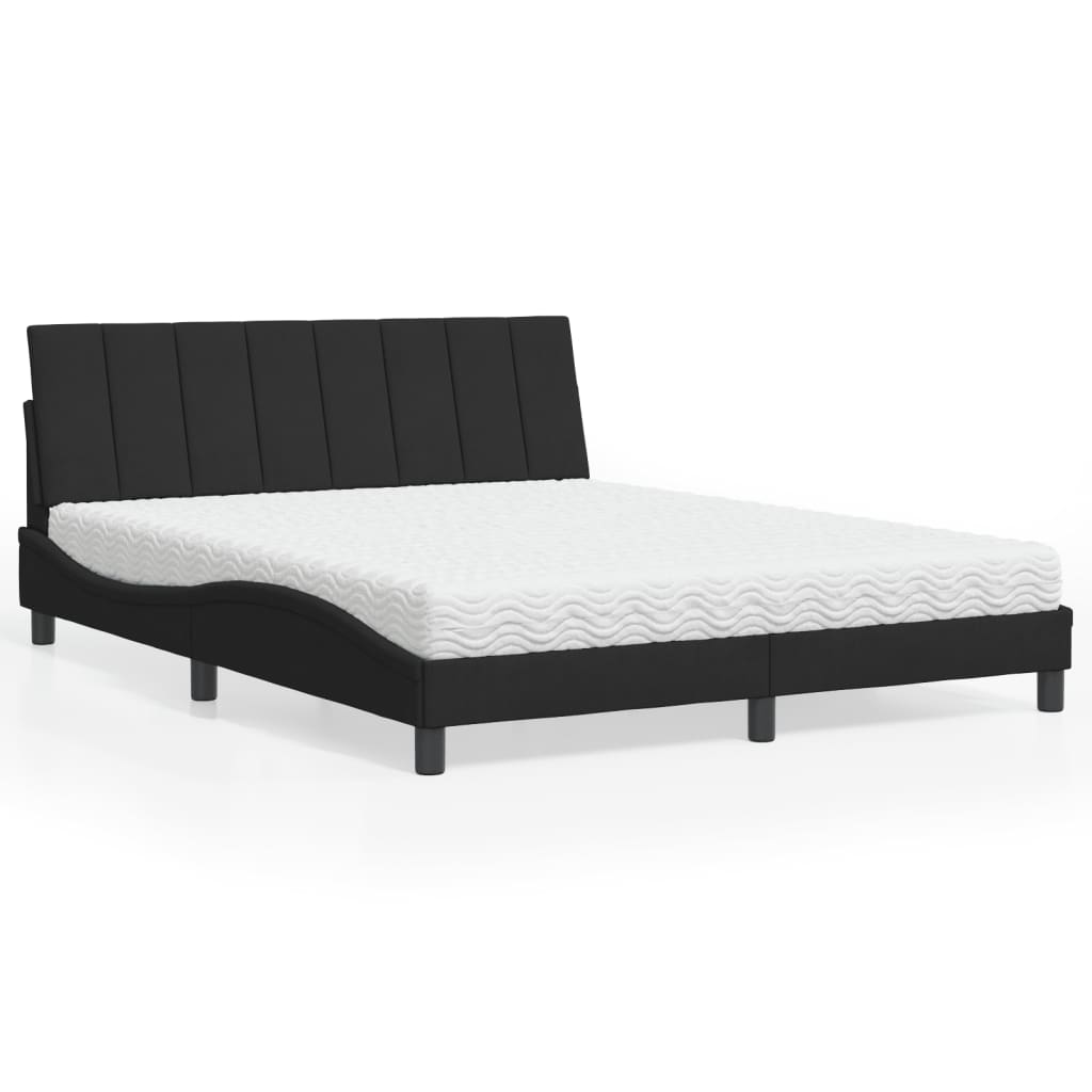 Bed met matras "Hanko" fluweel zwart 160x200 cm is nu te koop bij PeponiXL, paradijselijk wonen!