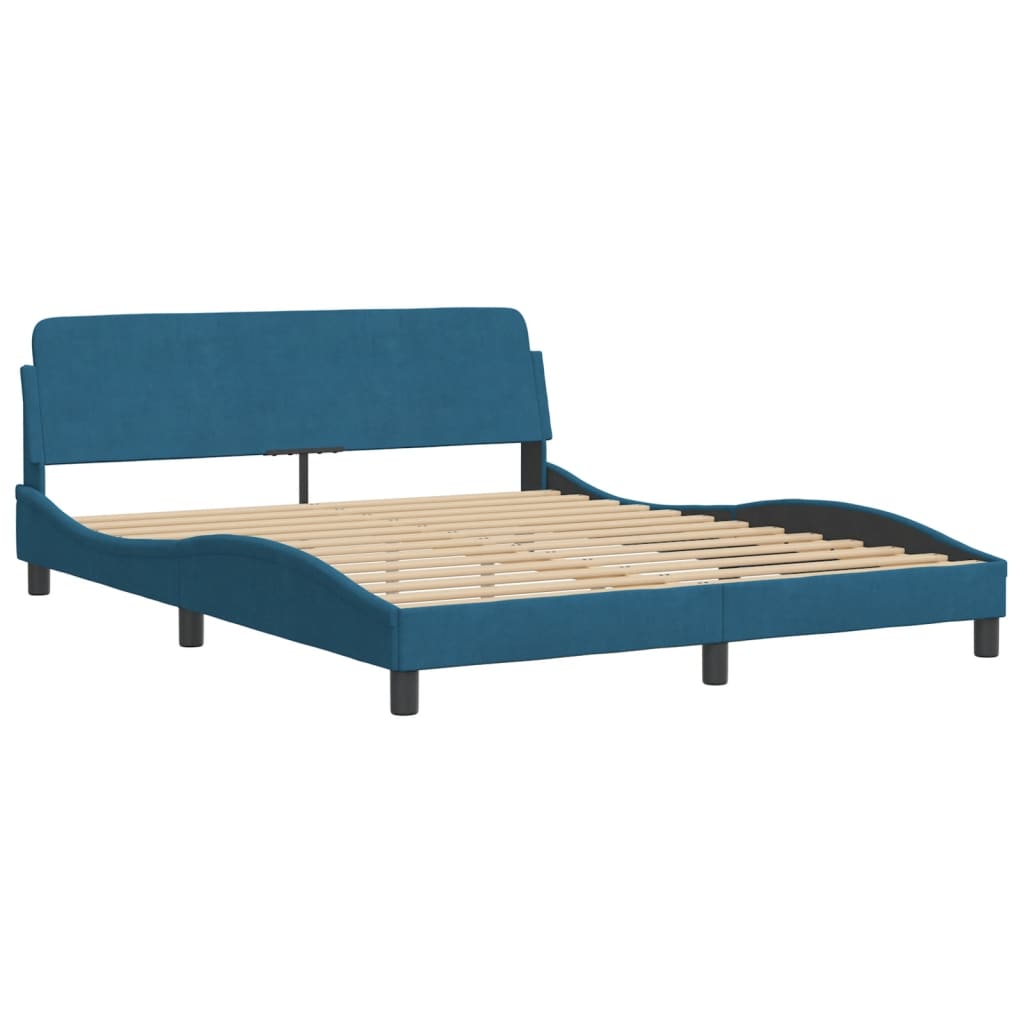 Bed met matras "Hanko" fluweel blauw 160x200 cm is nu te koop bij PeponiXL, paradijselijk wonen!