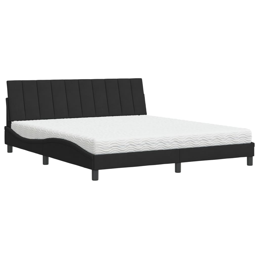 Bed met matras "Hanko" fluweel zwart 180x200 cm is nu te koop bij PeponiXL, paradijselijk wonen!