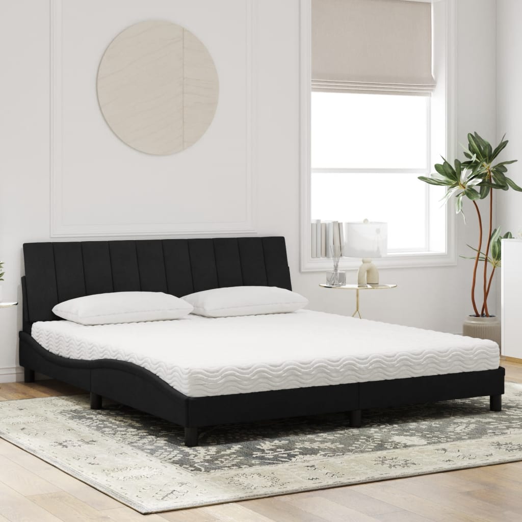 Bed met matras "Hanko" fluweel zwart 180x200 cm is nu te koop bij PeponiXL, paradijselijk wonen!