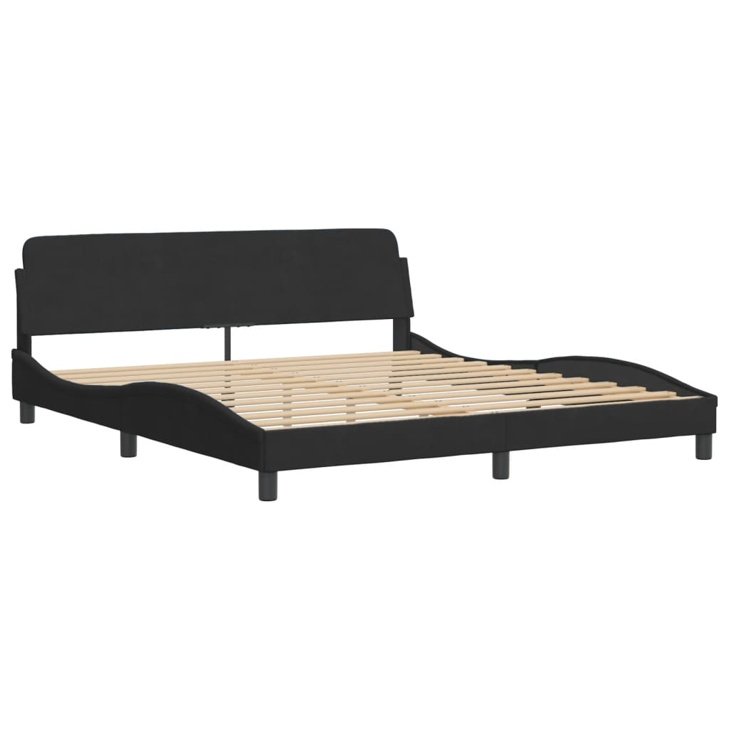 Bed met matras "Hanko" fluweel zwart 180x200 cm is nu te koop bij PeponiXL, paradijselijk wonen!