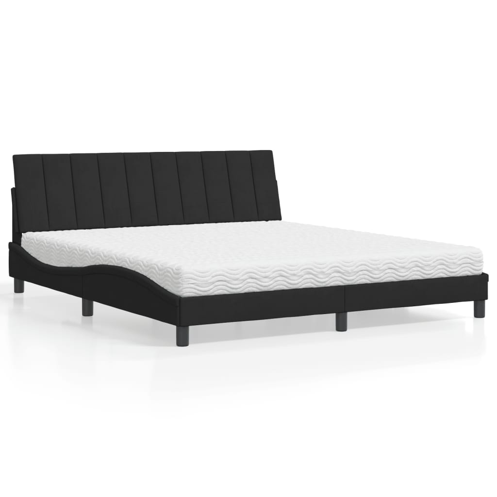 Bed met matras "Hanko" fluweel zwart 180x200 cm is nu te koop bij PeponiXL, paradijselijk wonen!
