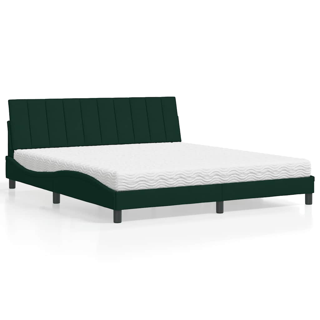 Bed met matras "Hanko" fluweel donkergroen 180x200 cm is nu te koop bij PeponiXL, paradijselijk wonen!