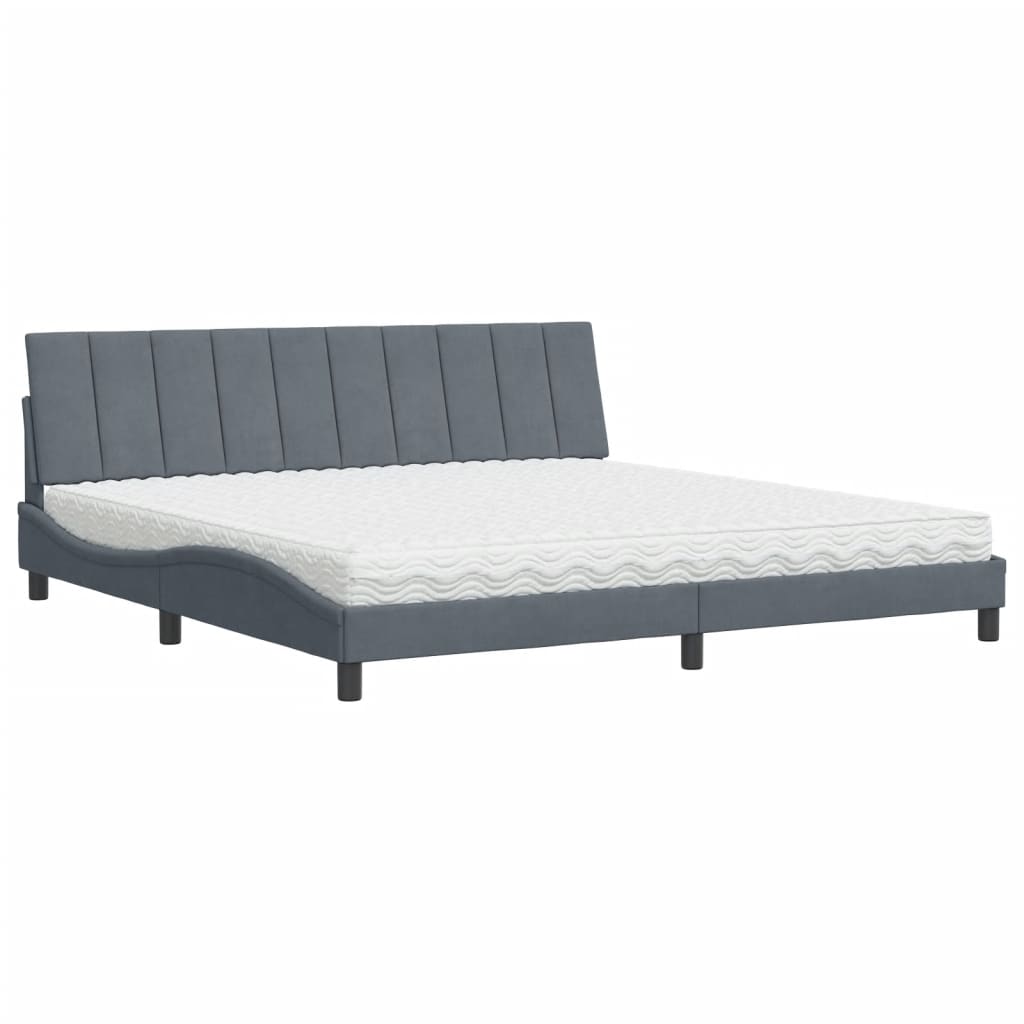 Bed met matras "Hanko" fluweel donkergrijs 200x200 cm is nu te koop bij PeponiXL, paradijselijk wonen!