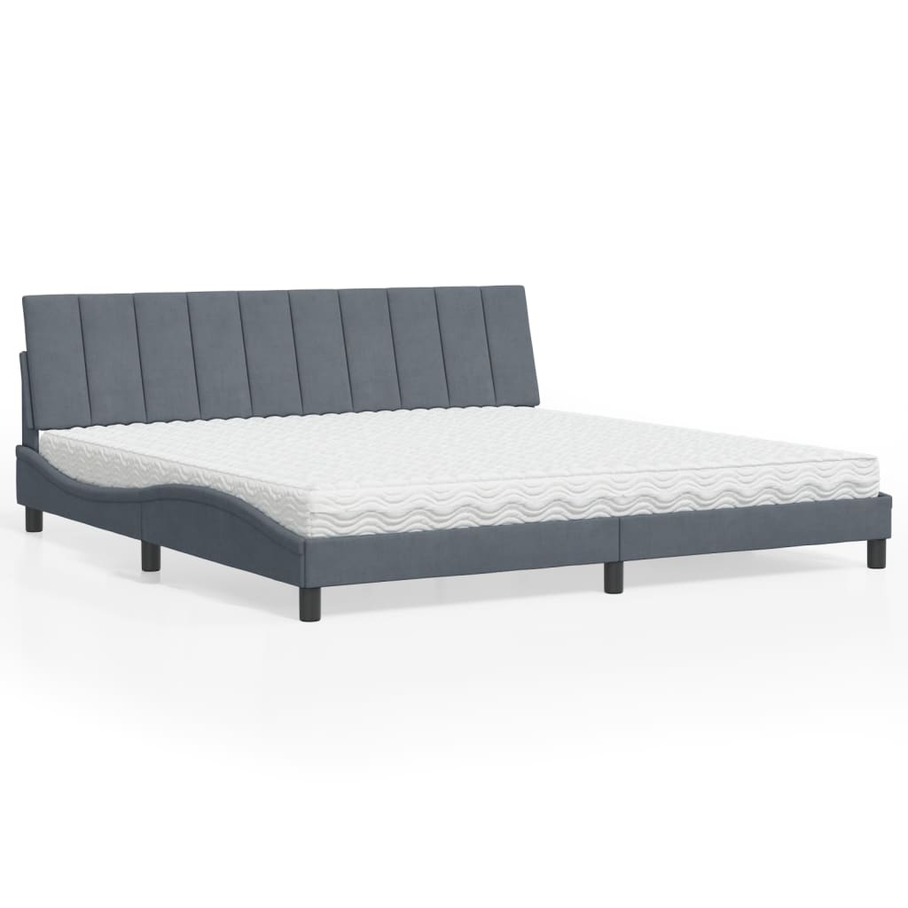Bed met matras "Hanko" fluweel donkergrijs 200x200 cm is nu te koop bij PeponiXL, paradijselijk wonen!