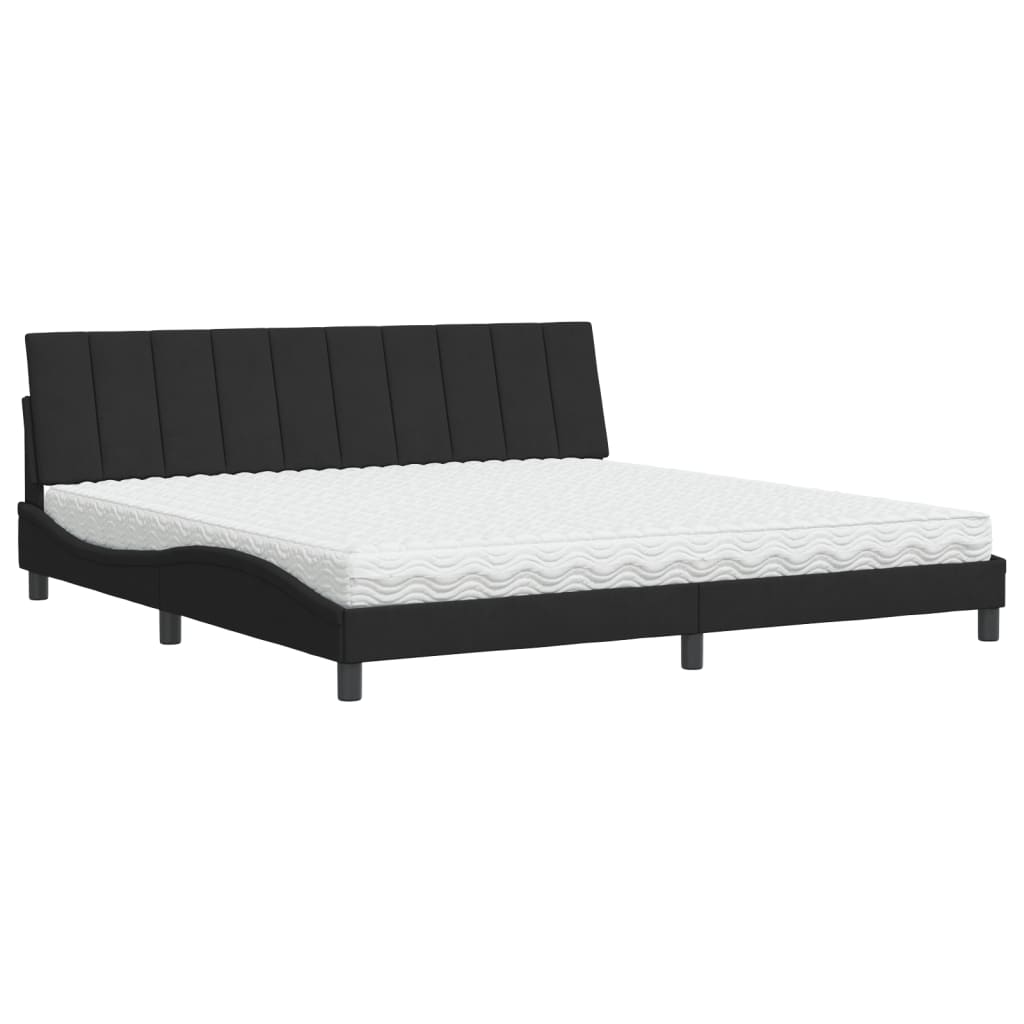 Bed met matras "Hanko" fluweel zwart 200x200 cm is nu te koop bij PeponiXL, paradijselijk wonen!