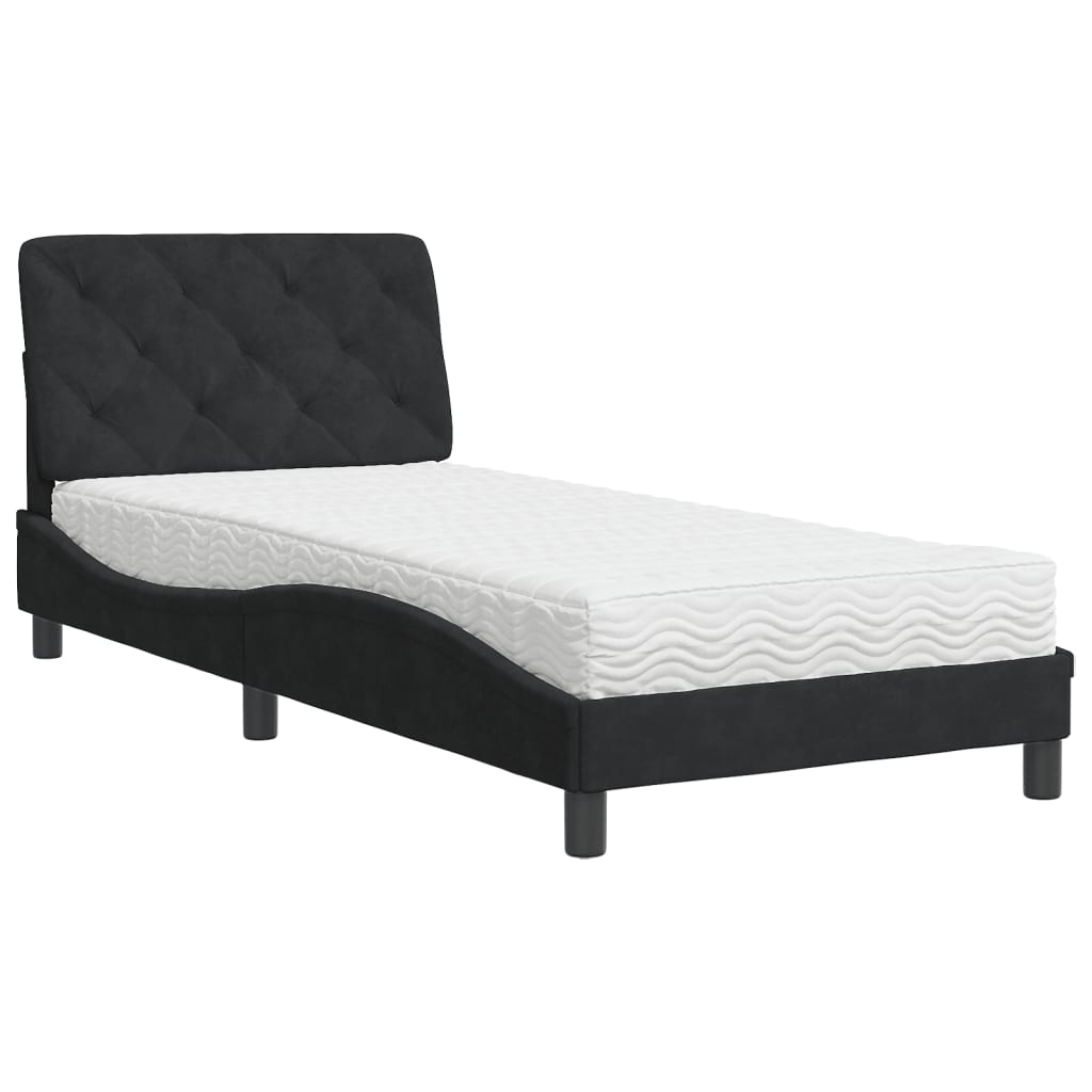 Bed met matras fluweel zwart 80x200 cm is nu te koop bij PeponiXL, paradijselijk wonen!