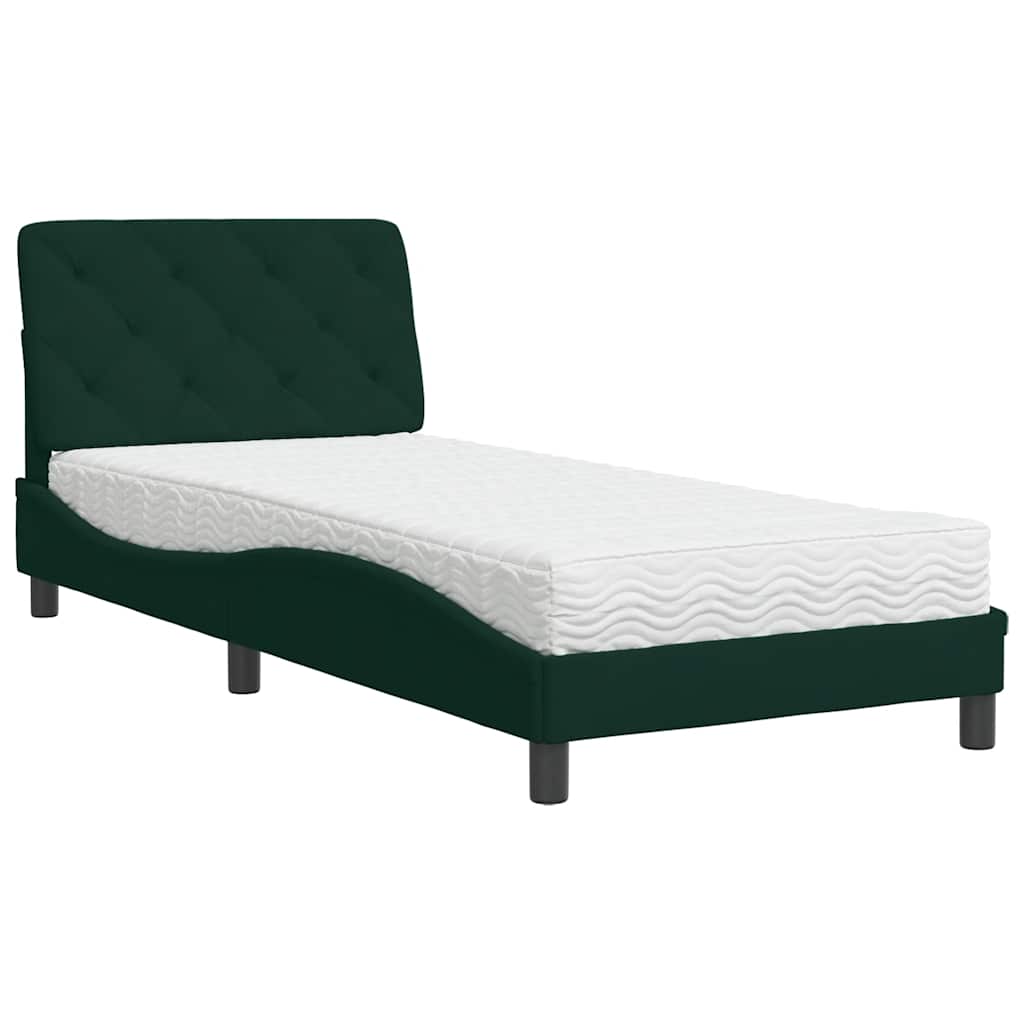 Bed met matras fluweel donkergroen 80x200 cm is nu te koop bij PeponiXL, paradijselijk wonen!