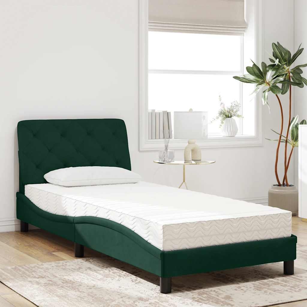 Bed met matras fluweel donkergroen 80x200 cm is nu te koop bij PeponiXL, paradijselijk wonen!