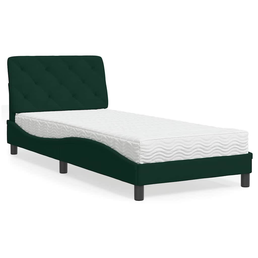 Bed met matras fluweel donkergroen 80x200 cm is nu te koop bij PeponiXL, paradijselijk wonen!