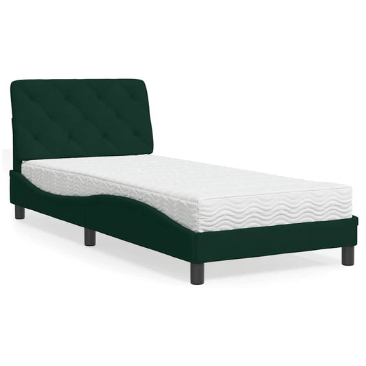 Bed met matras fluweel donkergroen 80x200 cm is nu te koop bij PeponiXL, paradijselijk wonen!