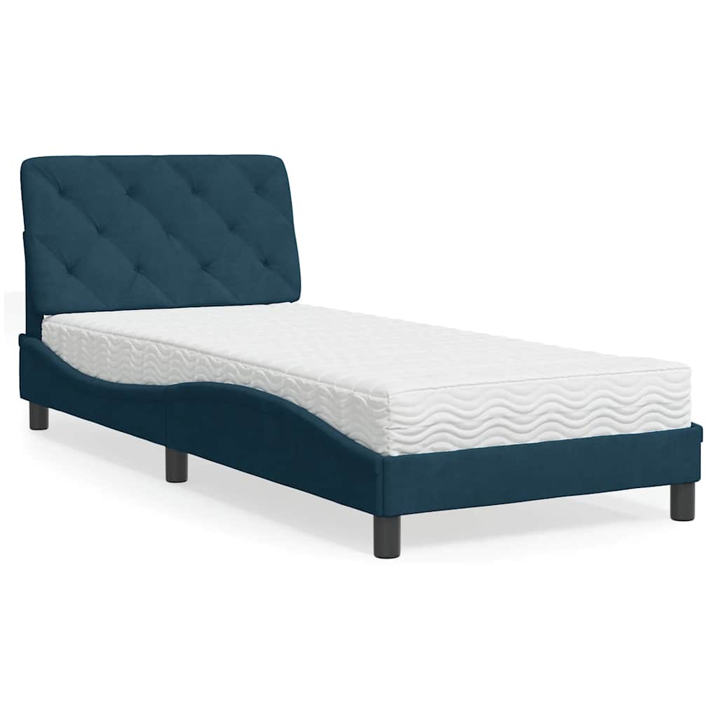 Bed met matras fluweel blauw 80x200 cm is nu te koop bij PeponiXL, paradijselijk wonen!
