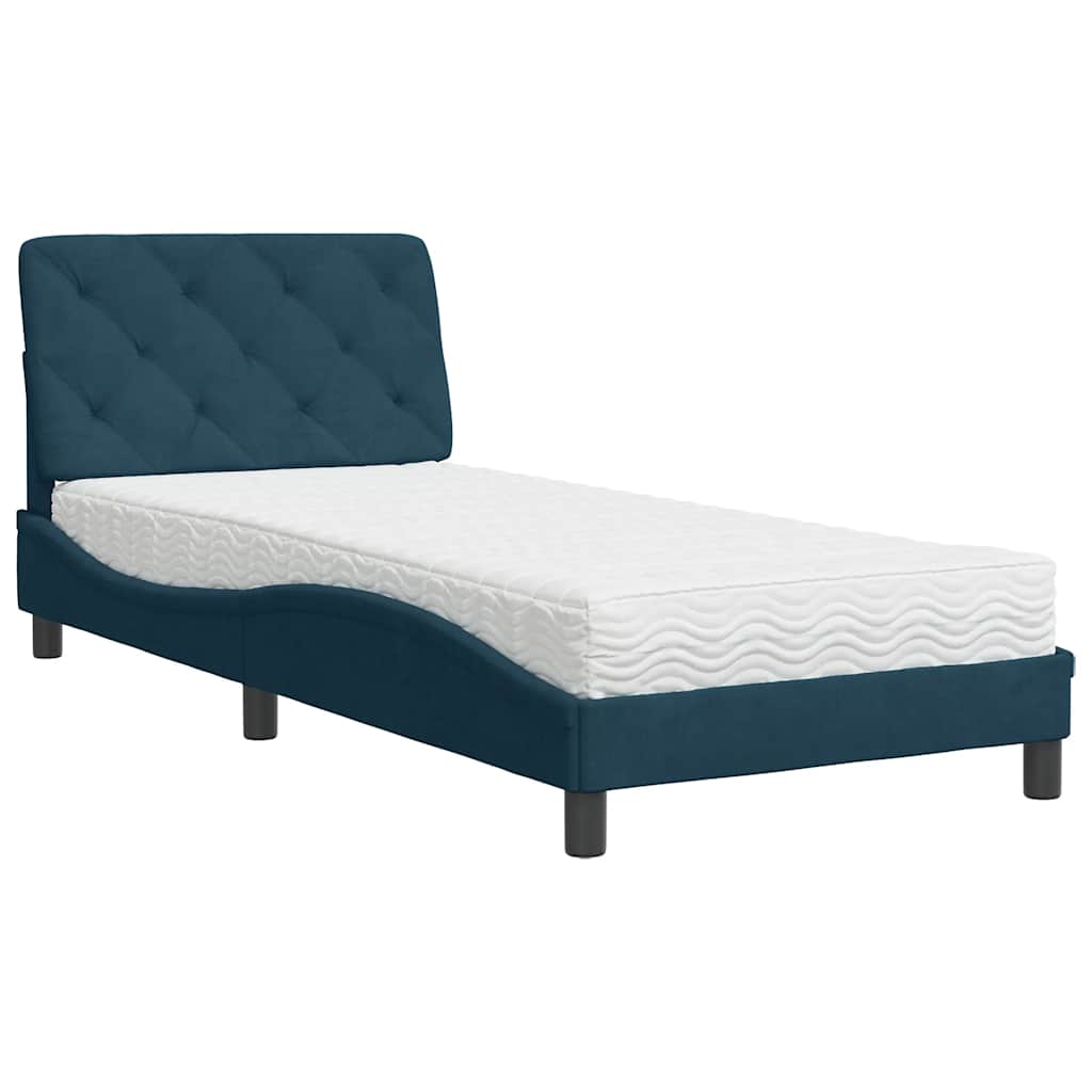 Bed met matras fluweel blauw 80x200 cm is nu te koop bij PeponiXL, paradijselijk wonen!