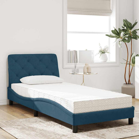 Bed met matras fluweel blauw 80x200 cm is nu te koop bij PeponiXL, paradijselijk wonen!
