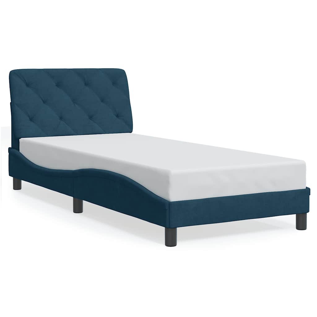 Bed met matras fluweel blauw 90x190 cm is nu te koop bij PeponiXL, paradijselijk wonen!