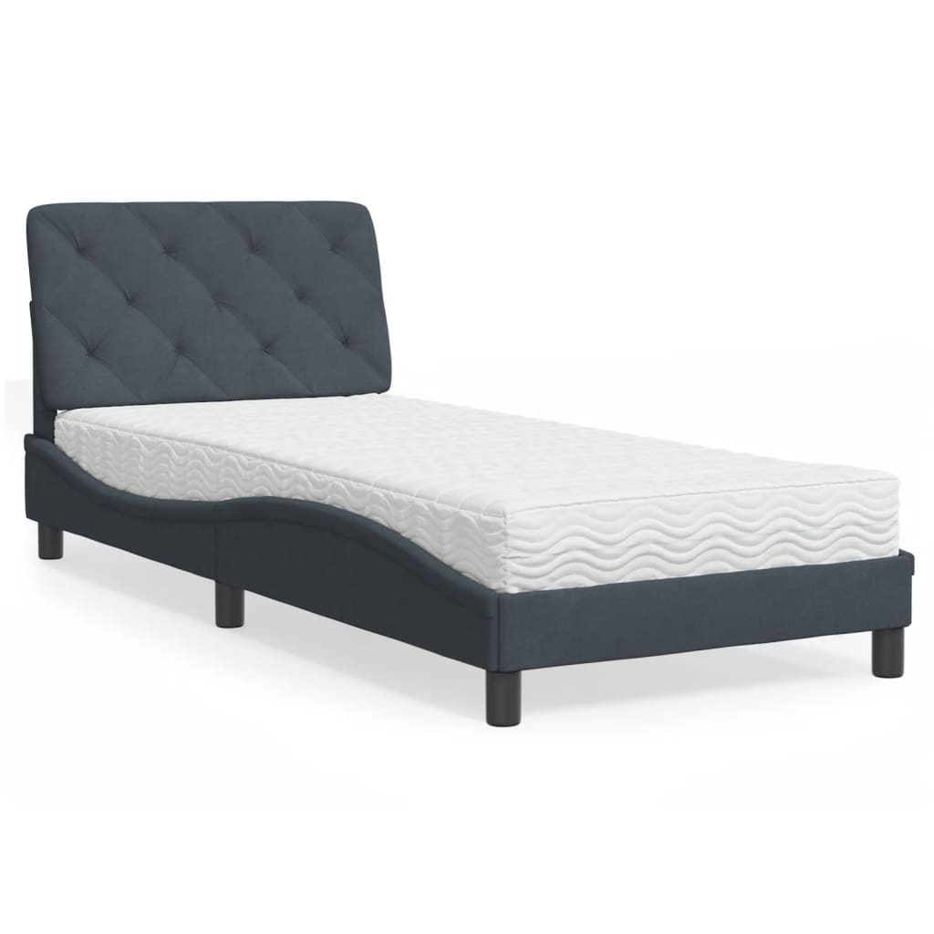 Bed met matras fluweel donkergrijs 90x200 cm is nu te koop bij PeponiXL, paradijselijk wonen!