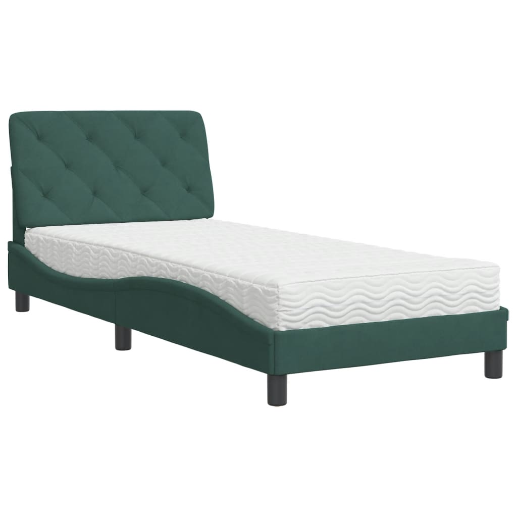 Bed met matras fluweel donkergroen 90x200 cm is nu te koop bij PeponiXL, paradijselijk wonen!