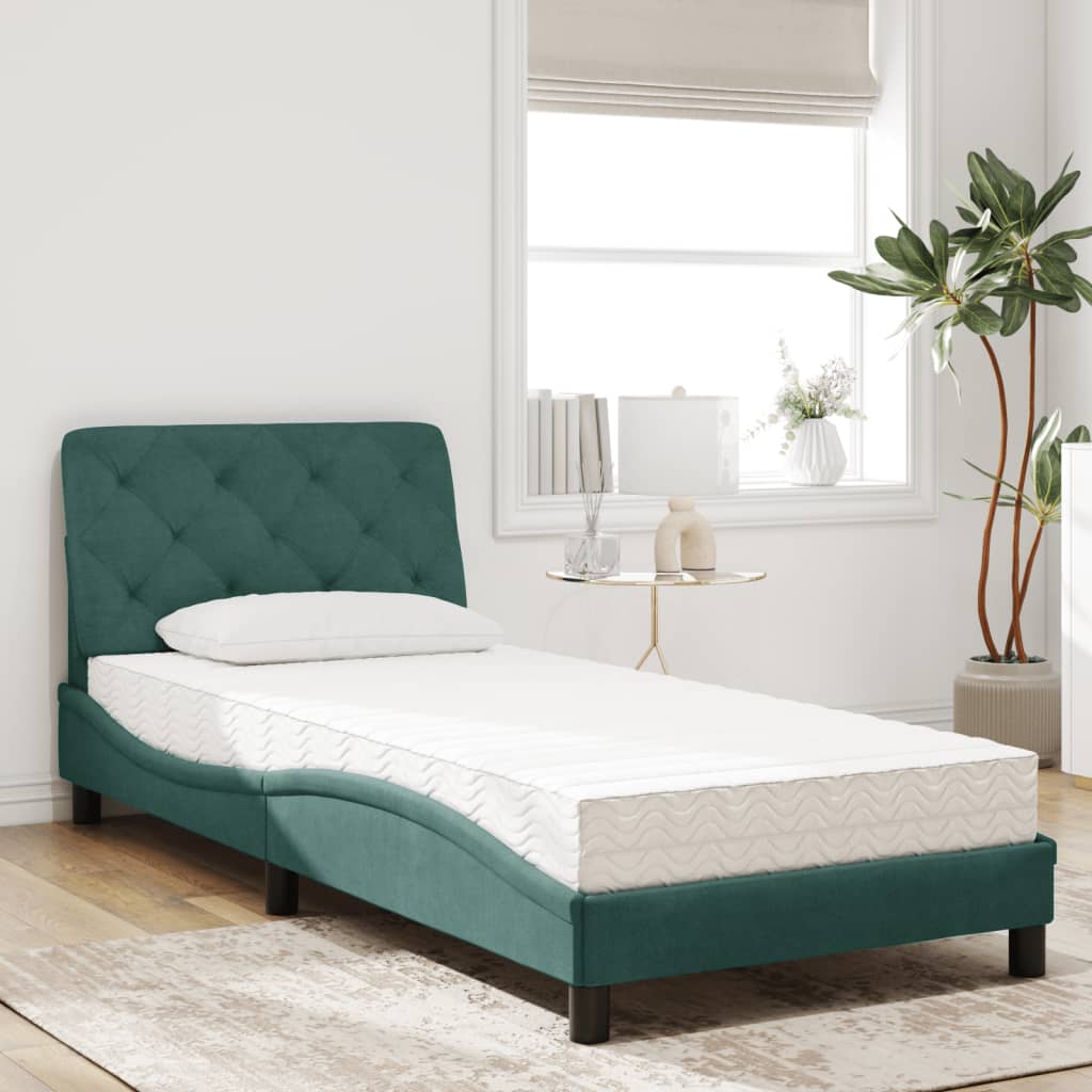 Bed met matras fluweel donkergroen 90x200 cm is nu te koop bij PeponiXL, paradijselijk wonen!