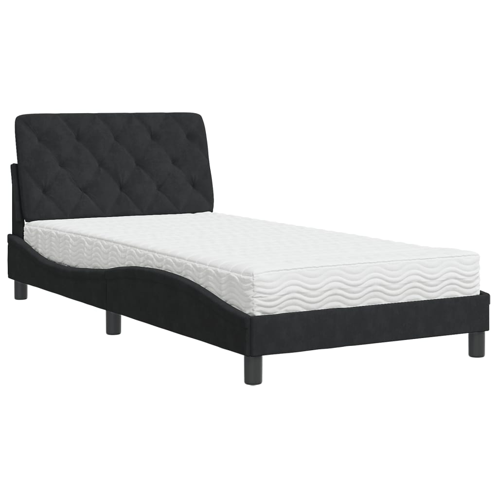 Bed met matras fluweel zwart 100x200 cm is nu te koop bij PeponiXL, paradijselijk wonen!