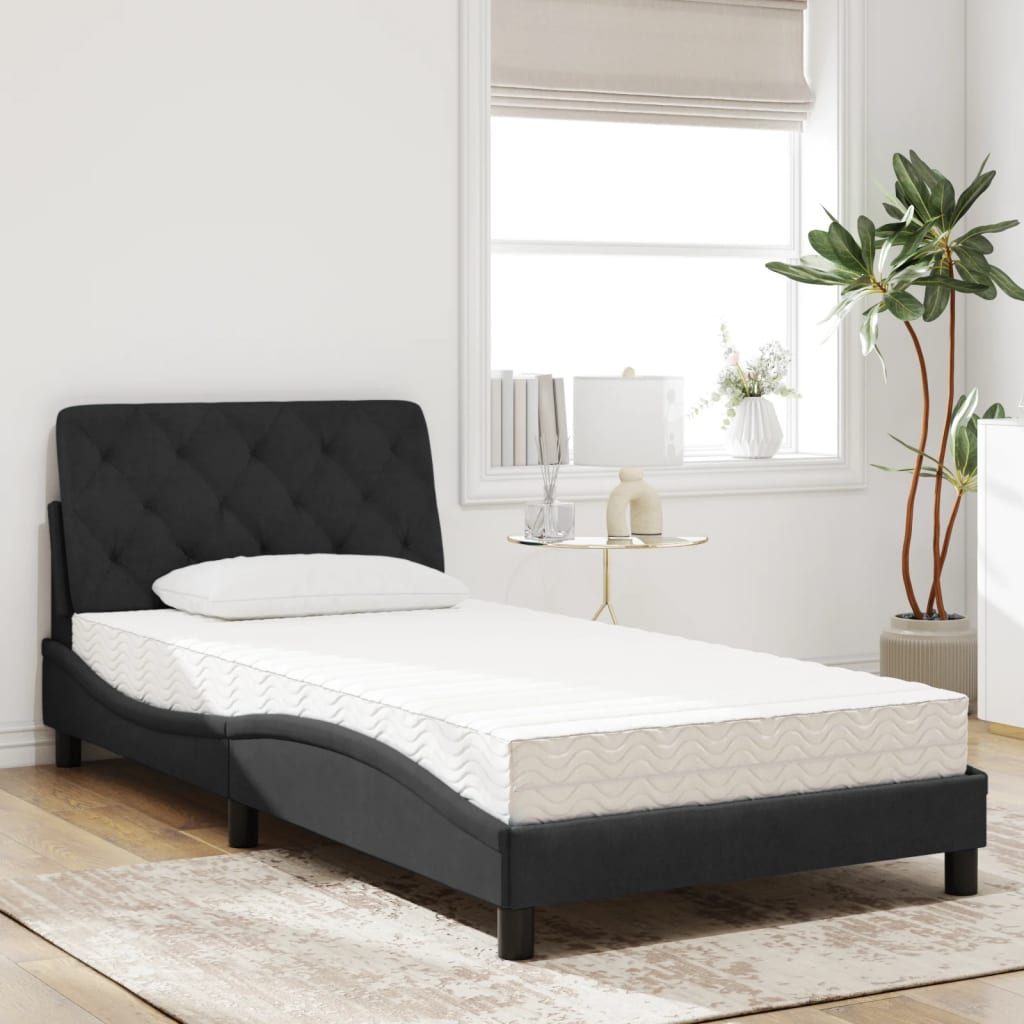 Bed met matras fluweel zwart 100x200 cm is nu te koop bij PeponiXL, paradijselijk wonen!