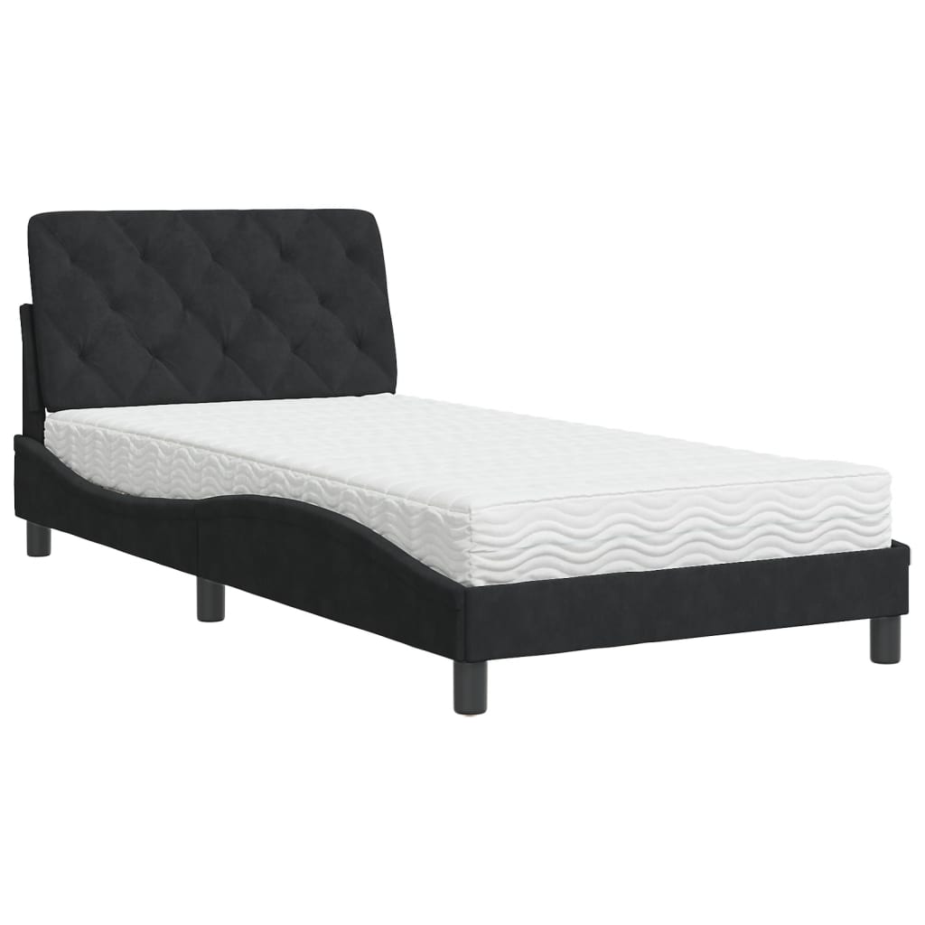 Bed met matras fluweel zwart 100x200 cm is nu te koop bij PeponiXL, paradijselijk wonen!