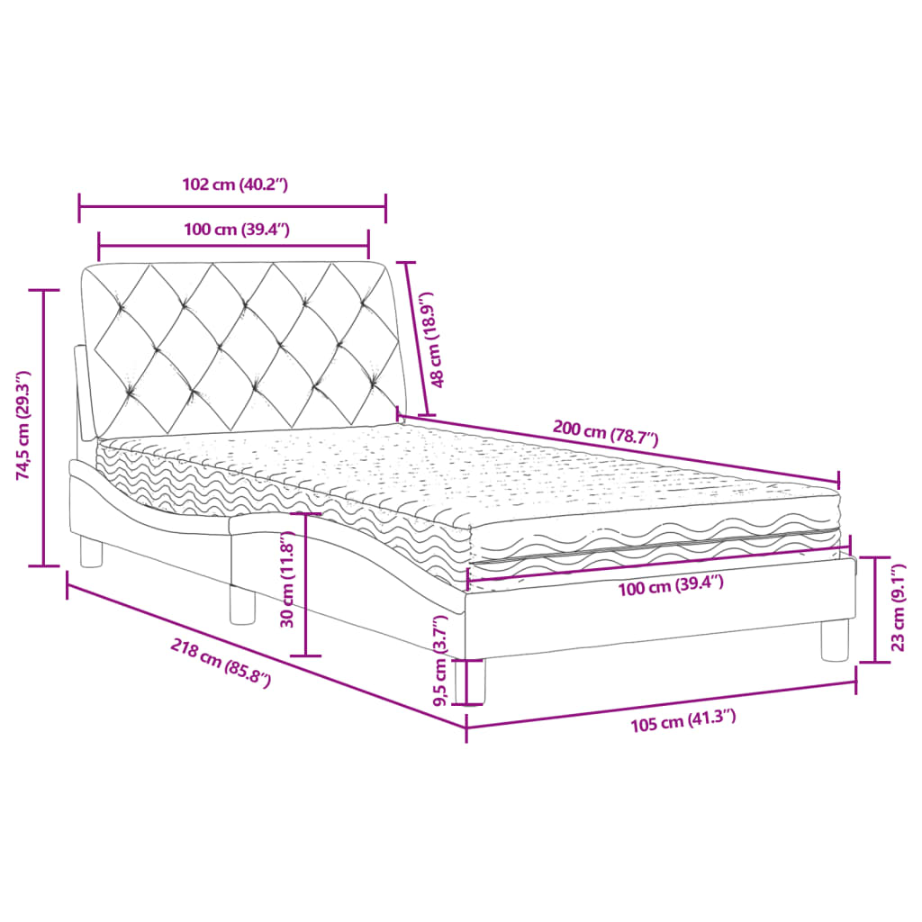 Bed met matras fluweel donkergroen 100x200 cm is nu te koop bij PeponiXL, paradijselijk wonen!