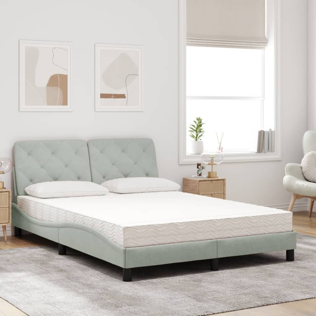 Bed met matras fluweel lichtgrijs 140x190 cm is nu te koop bij PeponiXL, paradijselijk wonen!