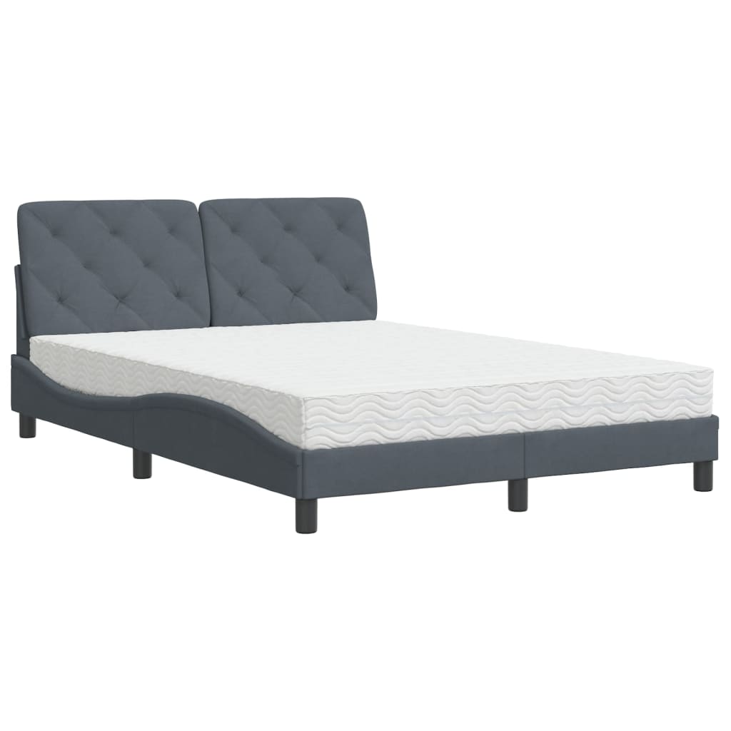 Bed met matras fluweel donkergrijs 140x190 cm is nu te koop bij PeponiXL, paradijselijk wonen!