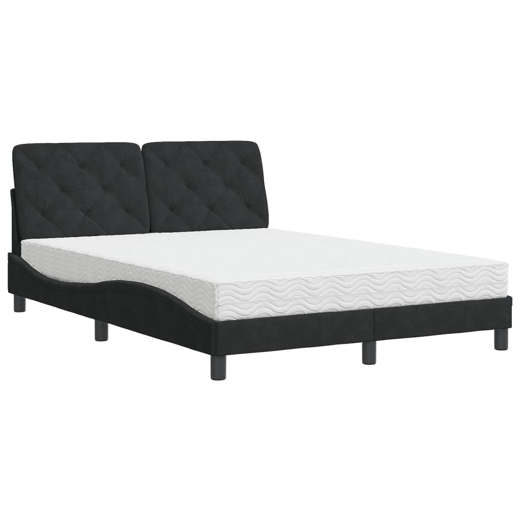 Bed met matras fluweel zwart 140x190 cm is nu te koop bij PeponiXL, paradijselijk wonen!