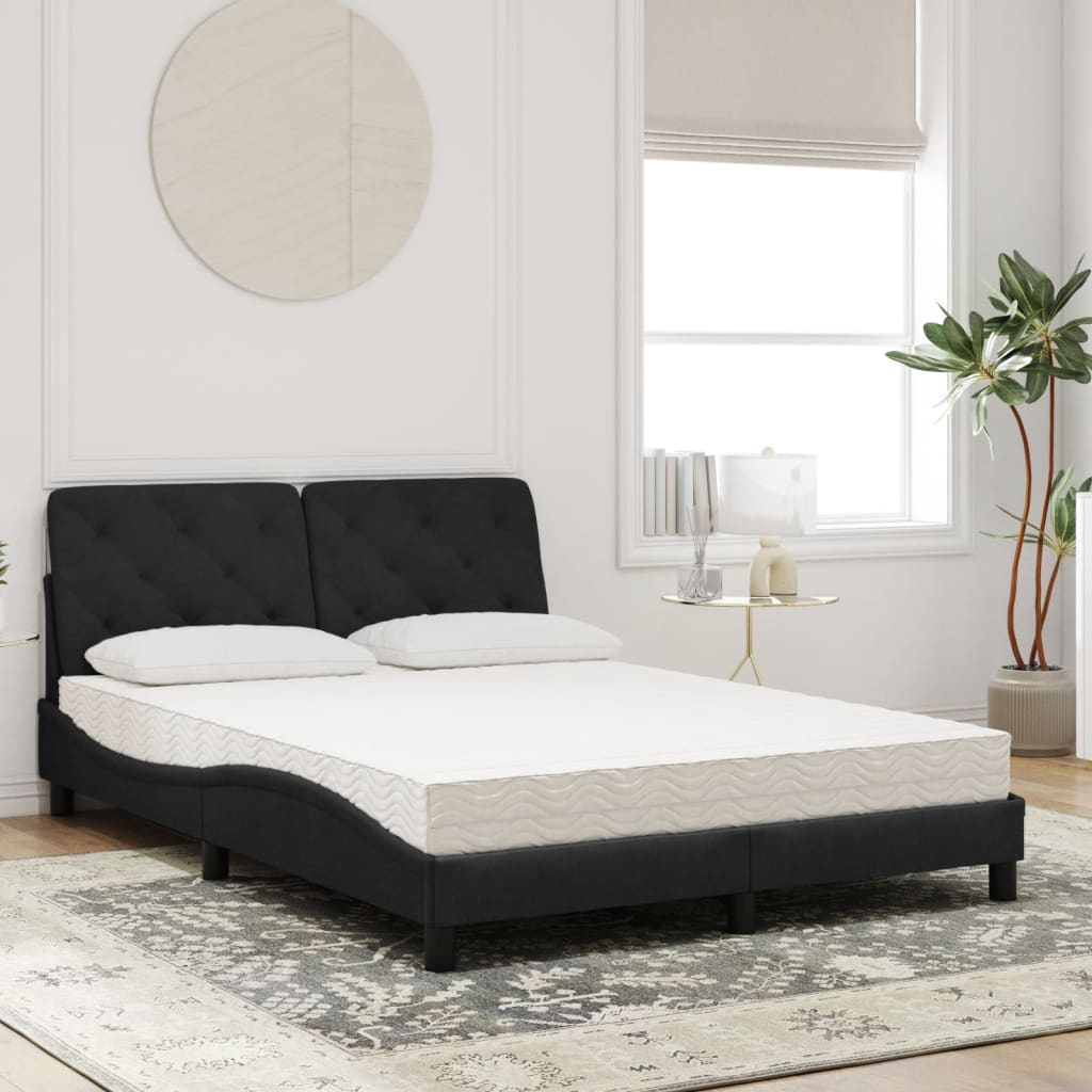 Bed met matras fluweel zwart 140x190 cm is nu te koop bij PeponiXL, paradijselijk wonen!