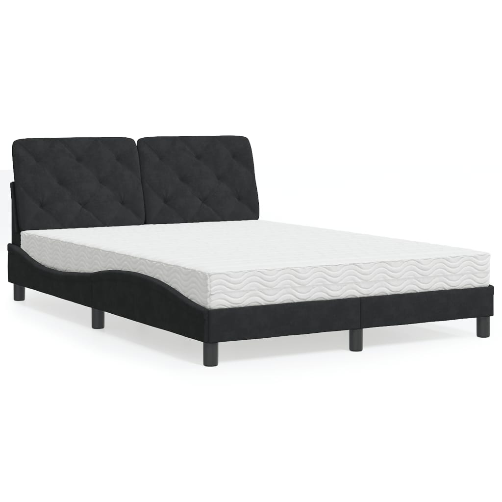 Bed met matras fluweel zwart 140x190 cm is nu te koop bij PeponiXL, paradijselijk wonen!