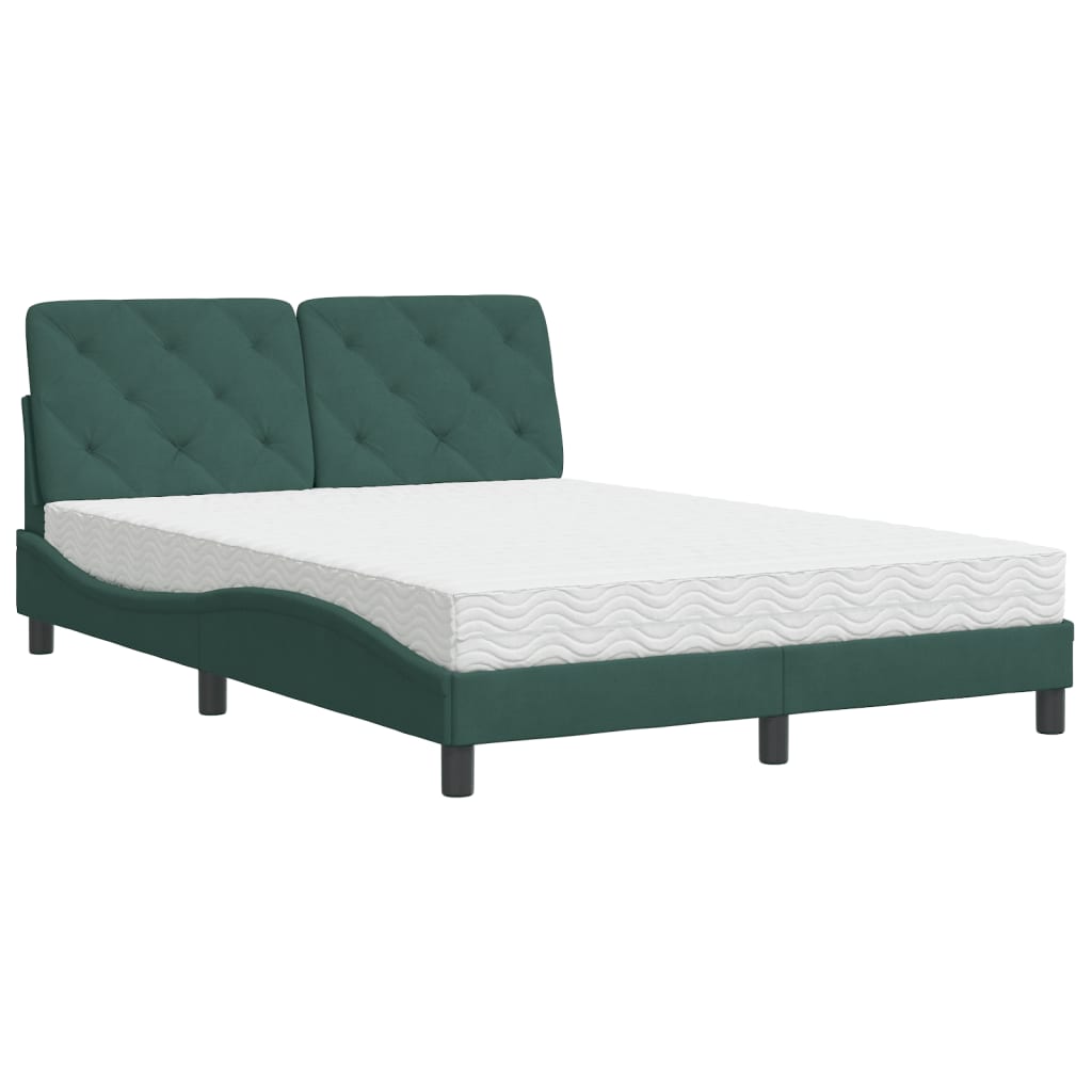 Bed met matras fluweel donkergroen 140x190 cm is nu te koop bij PeponiXL, paradijselijk wonen!