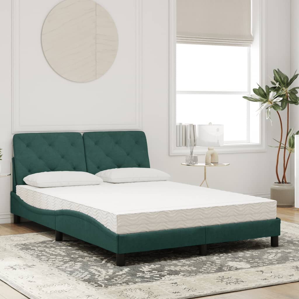 Bed met matras fluweel donkergroen 140x190 cm is nu te koop bij PeponiXL, paradijselijk wonen!