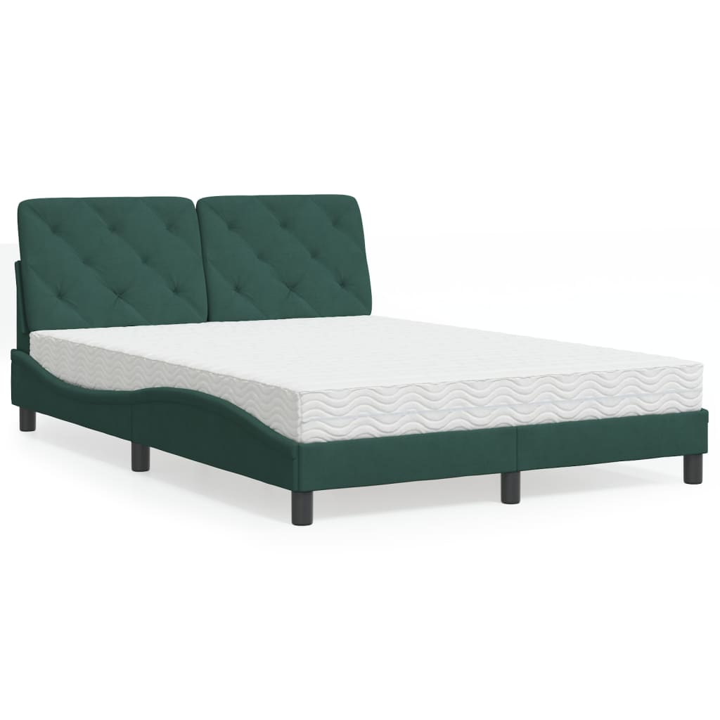 Bed met matras fluweel donkergroen 140x190 cm is nu te koop bij PeponiXL, paradijselijk wonen!