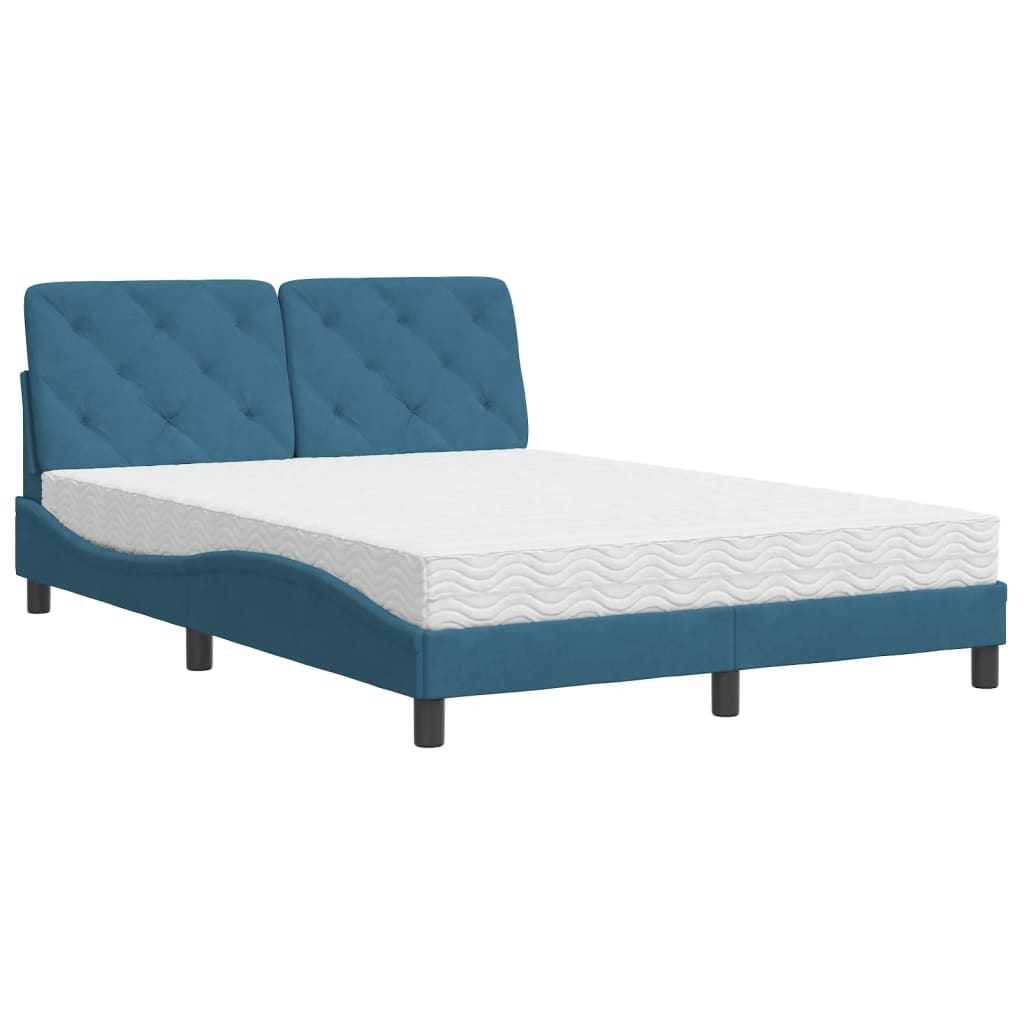 Bed met matras fluweel blauw 140x190 cm is nu te koop bij PeponiXL, paradijselijk wonen!