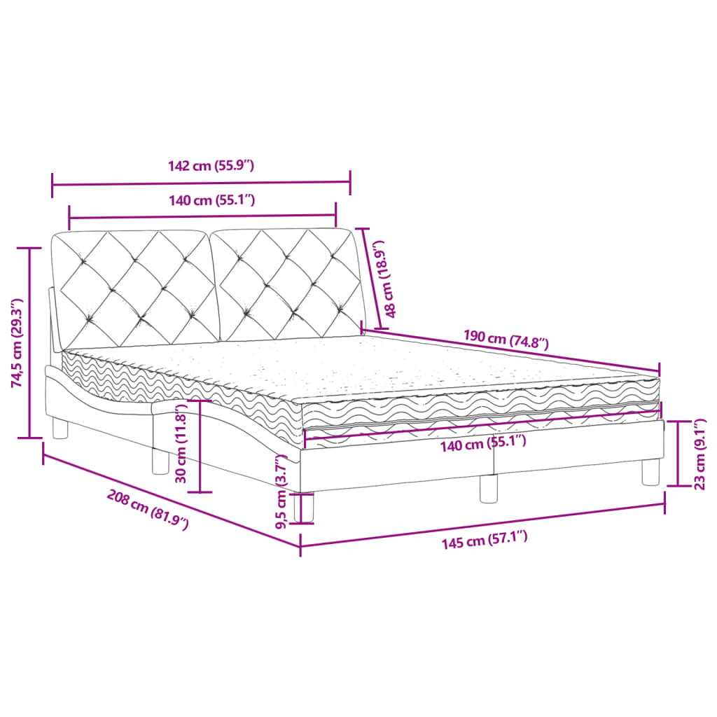 Bed met matras fluweel blauw 140x190 cm is nu te koop bij PeponiXL, paradijselijk wonen!