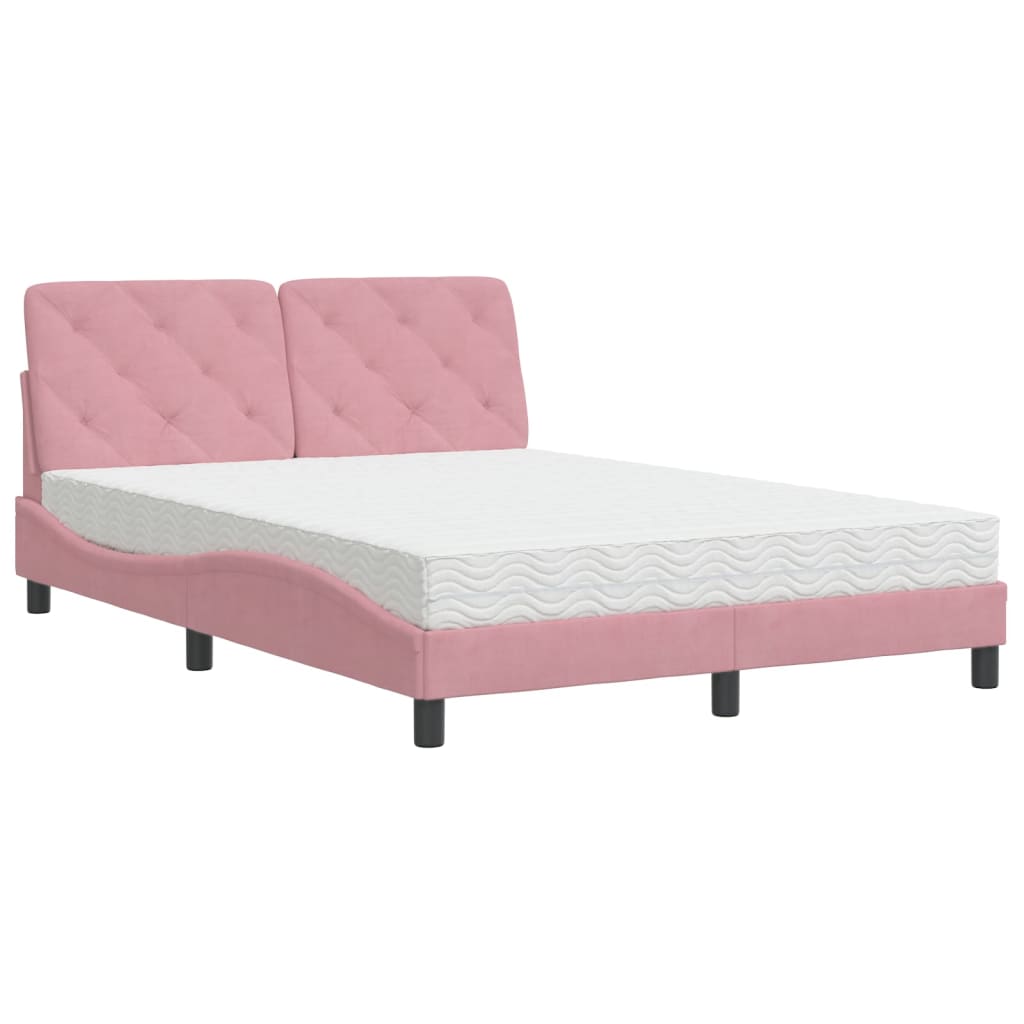 Bed met matras fluweel roze 140x190 cm is nu te koop bij PeponiXL, paradijselijk wonen!