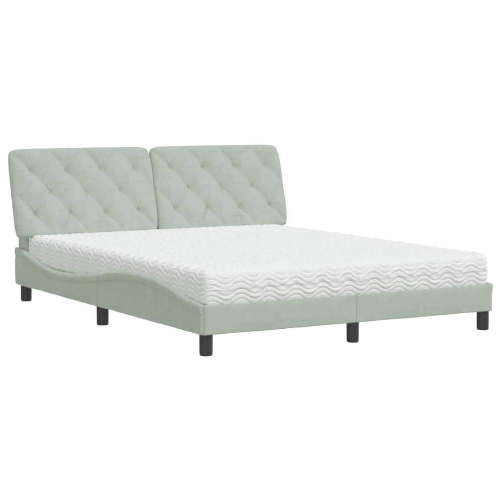 Bed met matras fluweel lichtgrijs 160x200 cm is nu te koop bij PeponiXL, paradijselijk wonen!
