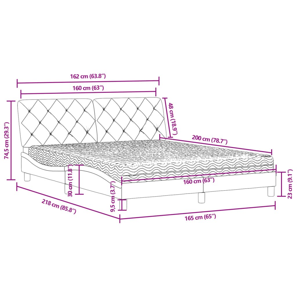 Bed met matras fluweel lichtgrijs 160x200 cm is nu te koop bij PeponiXL, paradijselijk wonen!