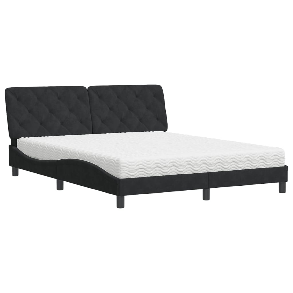 Bed met matras fluweel zwart 160x200 cm is nu te koop bij PeponiXL, paradijselijk wonen!