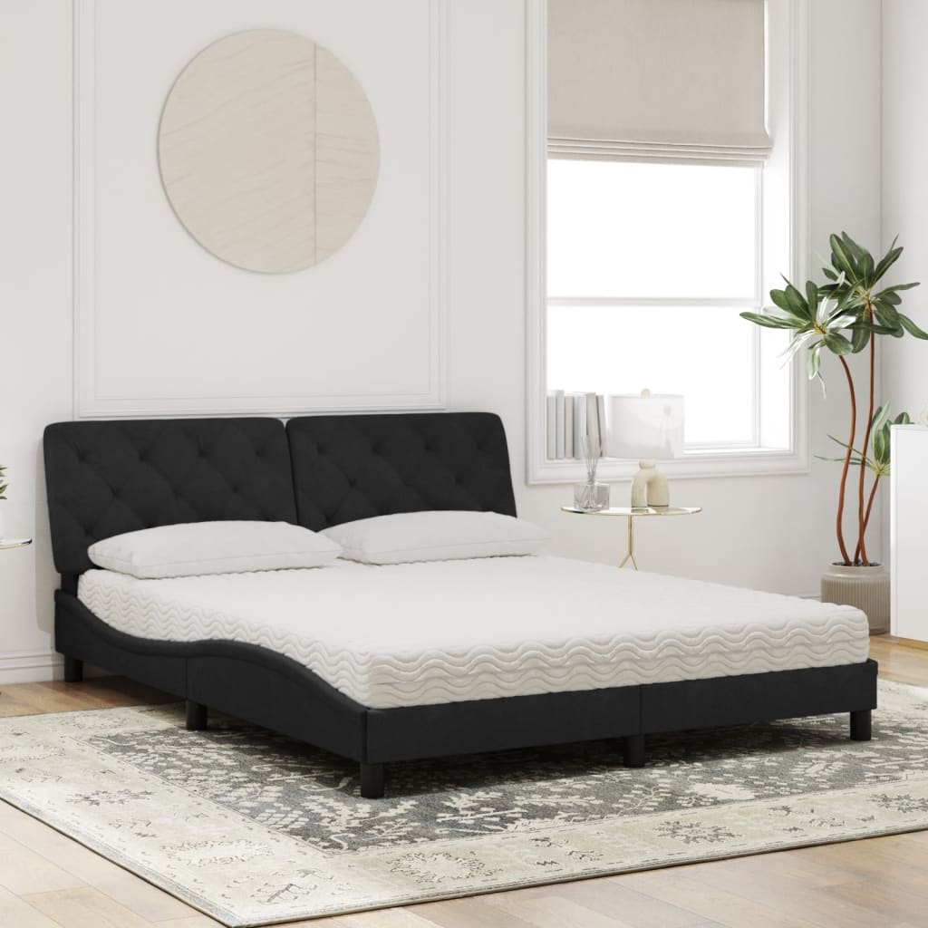 Bed met matras fluweel zwart 160x200 cm is nu te koop bij PeponiXL, paradijselijk wonen!