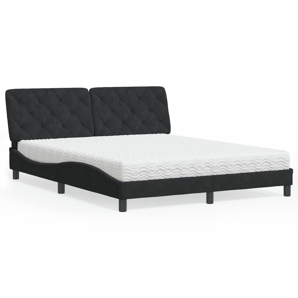 Bed met matras fluweel zwart 160x200 cm is nu te koop bij PeponiXL, paradijselijk wonen!
