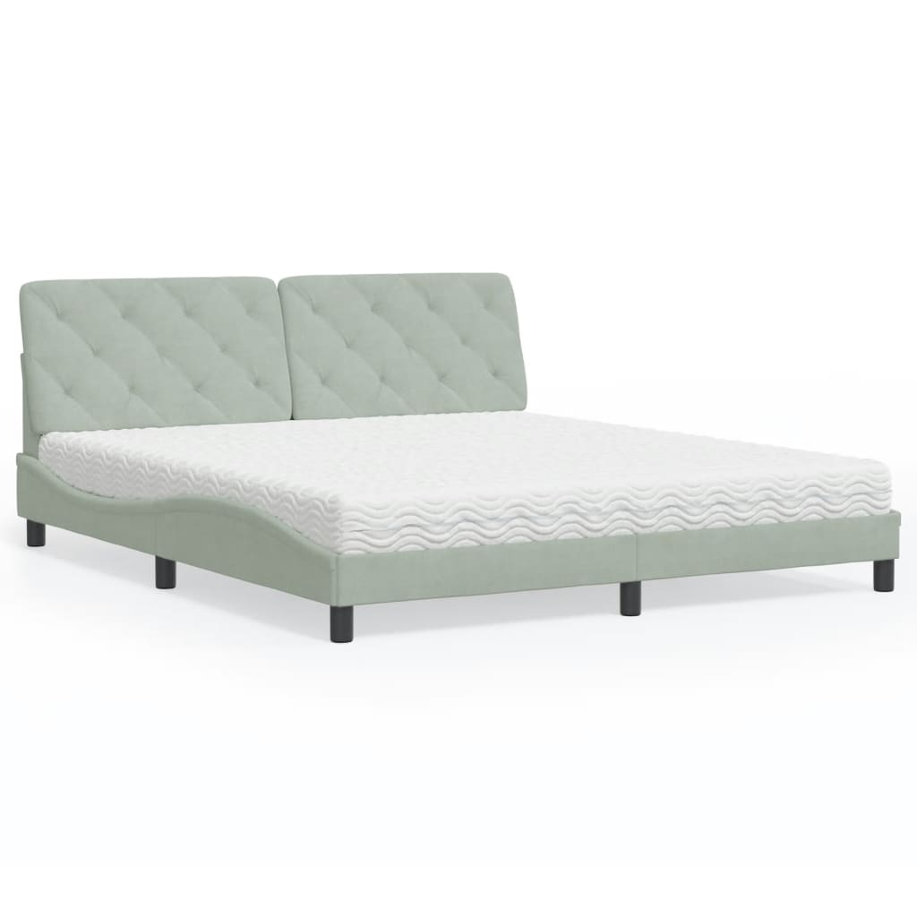 Bed met matras fluweel lichtgrijs 180x200 cm is nu te koop bij PeponiXL, paradijselijk wonen!