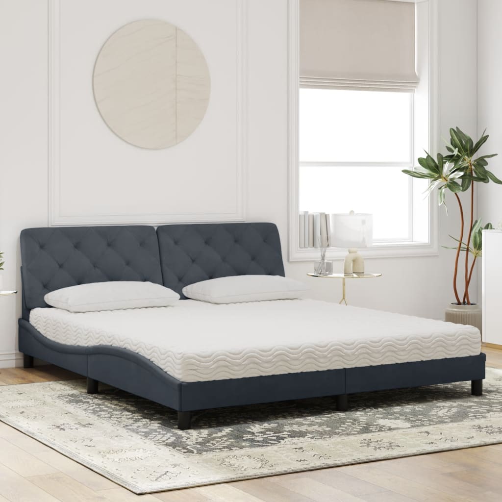 Bed met matras fluweel donkergrijs 180x200 cm is nu te koop bij PeponiXL, paradijselijk wonen!