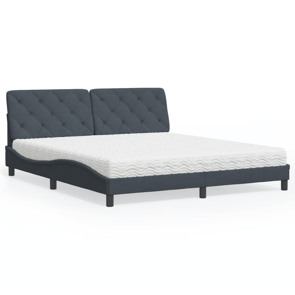 Bed met matras fluweel donkergrijs 180x200 cm is nu te koop bij PeponiXL, paradijselijk wonen!